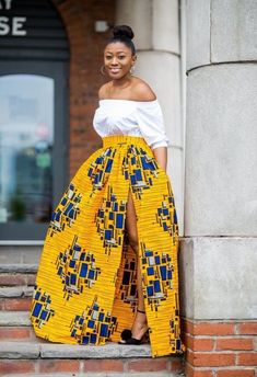 Ankara long skirt African Maxi Skirt, African American Fashion, African Print Skirt, African Skirts, Afrikaanse Mode, Retro Skirt, African Print Dresses, African Clothing Styles, African Men Fashion