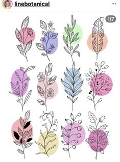 a bunch of different colored flowers and leaves on a white background with the words, i love