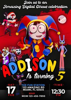 an advertisement for the cartoon show adisow is turning 5 on may 17, 2013