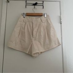 Princess Polly Chanlina Shorts Beige Trendy Beige Short Length Bottoms, Beige Cotton Skort For Summer, Khaki Skort With Pockets For Summer, High Waist Khaki Shorts For Spring, Beige Short Skort For Spring, Chic Khaki Shorts For Spring, Trendy Khaki Summer Bottoms, Khaki Short Leg Bottoms For Spring, Trendy Khaki Bottoms For Summer