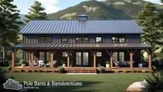 this is an artist's rendering of a modern farmhouse style home in the mountains