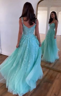 Hocoming Dresses, Prom Dress With Pearls, Teal Formal Dress, Teal Prom Dresses, Long Homecoming Dresses, Lace Long Prom Dress, Dress With Pearls, Sheer Corset, Prom Dresses Long Lace