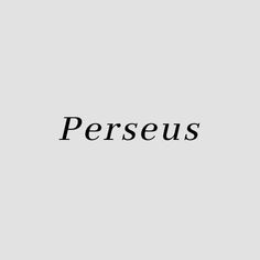 the word perseus written in black on a gray background