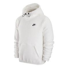 Nike Sport Logo Drawstring Hoodie 'White Black' DV8155-100 (Men's/Embroidery/Solid Color) White Fleece-lined Hoodie For Streetwear, Nike Casual Hooded Jacket With Drawstring, White Hooded Jacket With Fleece Lining, White Fleece-lined Hooded Jacket, White Long Sleeve Hooded Jacket With Fleece Lining, White Sportswear Hooded Jacket, Nike Hoodie With Fleece Lining, White Nike Hooded Jacket For Sports, Nike Sweatshirt With Double-lined Hood For Winter