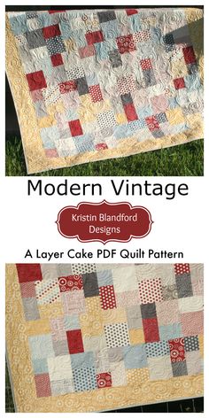 the modern vintage quilt pattern is shown in two different colors