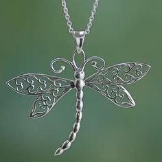 Sterling Silver Dragonfly Pendant Necklace from India - Dazzling Dragonfly | NOVICA Dragonfly Jewelry, Hamsa Necklace, Dragonfly Necklace, Dragonfly Pendant, Sterling Silver Necklace Pendants, Silver Pendant Necklace, Granada, Necklace Pendant, Boho Jewelry