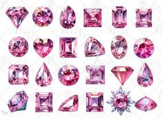 various types of pink diamonds and gems