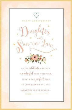 an anniversary card for daughter and son - in - law with flowers on the front