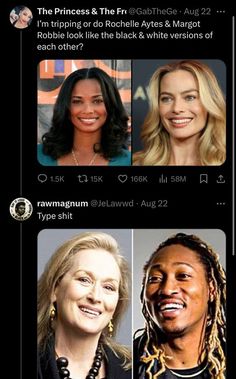 two women with dreadlocks are smiling and one is looking at the camera while another woman