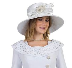 Lily and Taylor H855 Church Suits And Hats, Church Suits, Floppy Hat, Yellow White, 1 Piece, Lavender, Lily, Navy, Hats