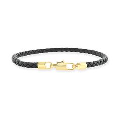 Gump's Signature Braided Leather Bracelet Black Leather Bracelets With Sterling Silver Clasp, Elegant Braided Bangle Bracelet With Sterling Silver Clasp, Luxury Leather Bracelets For Business, Classic Formal Braided Bracelet, Classic Bangle Bracelet With Stainless Steel Clasp, Classic Jewelry With Gold Clasp For Everyday Luxury, Modern Yellow Gold Leather Bracelet For Formal Wear, Modern Yellow Gold Leather Bracelet For Formal Occasions, Classic Yellow Gold Leather Bracelet