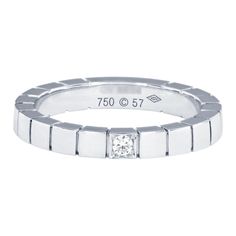 CARTIER 18K WHITE GOLD AND DIAMOND LANIERSES RING -18k White Gold -Ring size: 57/ 8 -Width: 3mm -Diamonds: 1 Round Brilliant Cut, 0.04ct -Carat Weight: 0.04ct *Includes Cartier box Retail Price: $2,900 Luxury Cartier Diamond White Rings, Luxury Cartier White Gold Rings, Cartier Diamond, Round Brilliant Cut, White Gold Rings, White Gold Diamonds, Round Brilliant, Diamond White, Cartier