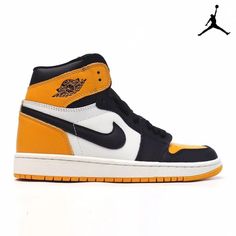 Air Jordan 1 Retro High OG 'Yellow Toe' Taxi Black-555088-711-Sale Online Casual Yellow Jordan Shoes For Streetwear, Yellow High-top Jordan Shoes For Sports, Yellow High-top Sporty Basketball Shoes, Sporty Yellow High-top Basketball Shoes, Sporty Yellow Jordan Lace-up Shoes, Yellow Jordan Sports Shoes With Round Toe, Mustard Custom Sneakers For Sports With Round Toe, Sporty Yellow Jordan Shoes With Round Toe, Sporty Yellow High-top Sneakers With Boost Midsole