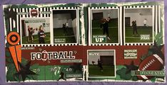 the inside of a football themed card with photos