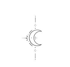 a line drawing of the moon and stars