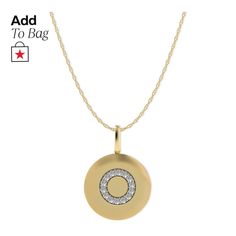 in stock Elegant Yellow Gold Round Disc Necklaces, Diamond Necklace With Detachable Round Pendant, Classic Necklace With Detachable Round Pendant, Round Diamond Necklace With Detachable Pendant, Macy's Yellow Gold Necklaces With Diamond Accents, Luxury Necklace With Large Round Pendant, Luxury Round Necklace With Large Pendant, Gold Diamond Necklace With Detachable Pendant, Yellow Gold Diamond Necklace With Detachable Pendant