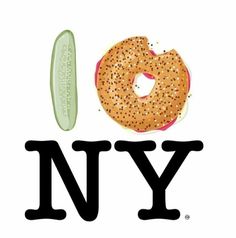 a donut and cucumber with the word ny on it