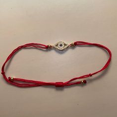 Nwot Evil Eye Red Thread Adjustable Bracelet Handmade Red Evil Eye Bracelet, Elegant Red Jewelry With Adjustable Length, Red String Bracelet, Red String, Red Thread, String Bracelet, Adjustable Bracelet, Womens Jewelry Bracelets, Evil Eye