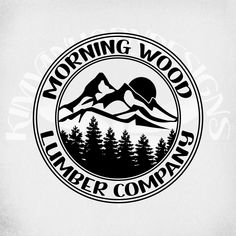 a black and white logo with the words morning wood lumber company in it's center