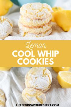 lemon cool whip cookies stacked on top of each other