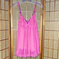 Victoria's Secret Babydoll Nightie Lace Cups Adjustable Straps Mid Back Hook Closure Ruffled Hem Quality Material, Soft Against The Skin Pre Owned - Never Worn See Photos For Measurements And Details Measurements By Hand, Vary Slightly Victoria's Secret Purple Sleepwear For Pajama Party, Flirty Pink Sleepwear For Night, Purple Camisole Sleepwear For Bedtime, Sheer Flirty Sleepwear For Bedtime, Flirty Sheer Sleepwear For Bedtime, Purple Camisole For Sleepover, Victoria's Secret Purple Sleepwear For Bedtime, Flirty Victoria's Secret Sleepwear For Bedtime, Victoria's Secret Flirty Sleepwear