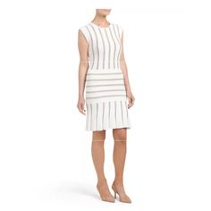 Torn By Ronny Kobo! Off White & Metallic Sleeveless Slim And Short Cut Mini Dress In Jacquard Style With Structured Pattern Elements, Shimmering Lurex Stripes And Slightly Flared Hemline. Trend Looks Meet Feminine Elegance - Dress Up For The Next Top Occasion! Striated With Metallic Stripes, Ronny Kobo's Ivory-Hued Beth Dress Touts A Fitted Silhouette Finished With A Flirty, Flared Hem. Shimmering Striped Detail, Pleated Bottom, Fabric Provides Stretch. Only Tried On. Original Price $398 White Fitted Knee-length Sleeveless Dress, White Sleeveless Sheath Dress, White Sleeveless Sheath Dress For Summer, White Sheath Sleeveless Dress For Summer, White Sleeveless Knee-length Dress, Chic White Sleeveless Knee-length Dress, Chic White Knee-length Sleeveless Dress, Crochet Dress Boho, Baroque Dress