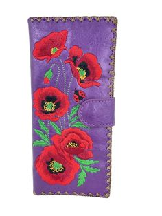 Red Poppy Flower and Ladybug Embroidered Large Flat Bi-Fold wallet with gift box - Picture 4 of 32 Red Poppy Flower, Red Poppy, Travel Cosmetic Bags, Poppy Flower, Cosmetic Pouch, Red Poppies, Girls Trip