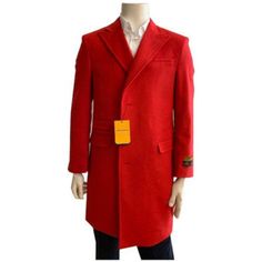 Mens Mid Length Red Wool Car Coat Mens Mid Length Red Wool Car Coat Color: Red Luxury Red Men's Outerwear, Wool Car Coat, Red Long-sleeved Wool Coat For Winter, Red Long Coat With Button Closure, Red Tailored Single-button Outerwear, Red Single-breasted Wool Coat With Long Sleeves, Car Coat, Red Wool, Mid Length