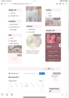 an image of a website page with images and text on the bottom right corner, in pink