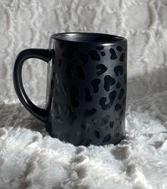 Leopard Stoneware Mug - createdbykierst Leopard Mug, Boho Decorating, Black And White Coffee, White Coffee Cups, Bottle Decor, Love Coffee, Decorative Blankets, Black White Gold, Stoneware Mugs