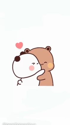 a cartoon bear hugging another bear with a heart on its nose and the caption says, i love you