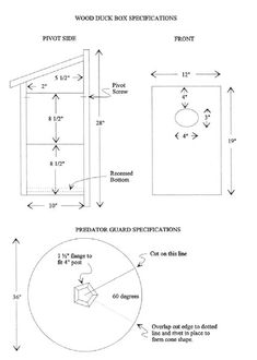 the diagram shows how to make a wood duck box with measurements and instructions for it