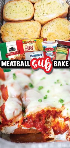 meatball sub casserole Meatball Sub Bake, Breaded Meatballs, Meatball Sub Casserole, Meatball Casserole Recipe, Garlic Toast, Meatball Dinner, Meatball Sub, Meatball Casserole