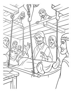 the birth of jesus coloring page for children and adults with chinese characters on it, in black and white