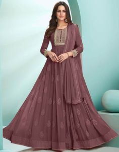 Chocolate Heavy Faux Georgette Anarkali Anarkali Anarkali Dress Hatkay, Luxury Floor-length Georgette Anarkali Set, Luxury Fitted Maxi-length Anarkali Set, Cheap Anarkali Style Self Design Dupatta, Luxury Long Anarkali Salwar Kameez, Luxury Floor-length Churidar With Zari Work, Luxury Anarkali Floor-length Skirt, Luxury Floor-length Georgette Churidar, Luxury Long Churidar For Formal Occasions