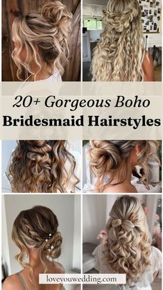 Bridesmaid Hair Step By Step, Bridal Hairstyles For Thick Hair, Messy Curls Down Style Wedding Hair With Braid, Side Braid Wedding Hair Bridesmaid, Long Hair Wedding Hairstyles Down, Hairstyles For Medium Length Hair Curly Half Up, Bridesmaid Hairstyles For Plus Size, Beach Bridesmaid Hairstyles, Wedding Hairstyles For Medium Hair Braid