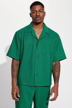 Available In Green. Cuban Collar Short Sleeve Front Button Closure Left Chest Pocket Disclaimer: Stripe Placement May Vary 96% Polyester 4% Elastane Imported | Mens Show Up Short Sleeve Cuban Shirt in Green size 3XL by Fashion Nova Mens Prom Outfit, Outfits Quotes, Tb Joshua, Cuban Shirt, Fashion Souls, Cuban Shirts, Classy Outfits Men