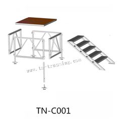 an image of a set of stairs and tables with the words t n - co1 below it