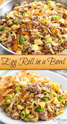 egg roll in a bowl with ground pork, cabbage, carrots, and a flavorful sauce. Egg Roll Casserole Recipe, Skillet Egg Roll Recipe, Tasteful Recipes, The Cozy Cook, Cozy Cook, Pork Egg Rolls, Heavenly Recipes