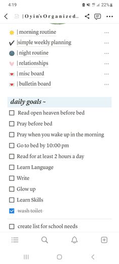 the daily tasks page on an iphone