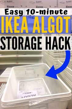 an ikea algot storage rack with the words easy 10 - minute ikea algot storage hack