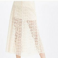 Light Color Laces Skirt Chic Lace Lined Maxi Skirt, Chic Lace Maxi Skirt For Summer, Lace Flowy Skirt For The Beach, Summer Lace Lined Skirt Bottoms, Flowy Lace Maxi Skirt In Chic Style, Lace-lined Skirt Bottoms For Summer, Lace Lined Skirt Bottoms For Summer, Chic Flowy Lace Maxi Skirt, Chic Lace Skirt