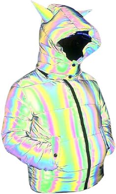 Amazon.com: Springs Cropped Puffer Jacket for Men Women Rainbow Reflective  Jacket Fluorescent Clothing Colorful Winter Thick Coat (Color : XL) :  Everything Else Spring Crops, Reflective Jacket, Thick Coat, Cropped Puffer Jacket, Doll Ideas, Jacket For Men, Winter Colors, Puffer Jacket, Springs