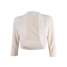 100% Rayon Color: Ivory 3/4 Sleeve Open Cardigan. Casual Rayon T-Shirt. White 3/4 Sleeve Tops For Winter, White Long Sleeve Shrug For Spring, Chic Fitted 3/4 Sleeve Shrug, White 3/4 Sleeve Cardigan For Fall, Classic White Cardigan For Spring, White 3/4 Sleeve Fall Cardigan, Classic White Spring Cardigan, Elegant White Outerwear With 3/4 Sleeves, Classic Fitted Cream Cardigan