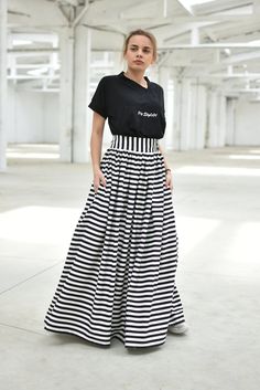 "Striped Maxi Skirt, High Waist Skirt, Plus Size Clothing ◈ Stylish and chic fashion is our shared dream! You can be sure that this piece is made with a lot of love and craftsmanship. ◈ S I Z I N G ◈ This item is available from XS to 4XL. Please, have a look at my Size Chart below before placing your order. ◈ D E L I V E R Y ◈ This item will be shipped in up to 5 days after your order was placed. We use Express worldwide shipping for all of our items. Shipping usually takes: ✈ 2-3 biz days to US High Waist Cotton Gathered Maxi Skirt, Chic Cotton Maxi Skirt, High Waist Gathered Maxi Skirt, High Waist Cotton Maxi Skirt With Lining, Spring Full Length Gathered Maxi Skirt, Lined Voluminous Maxi Skirt, Voluminous Maxi Length Lined Skirt, Casual Maxi Length Voluminous Skirt, Casual Maxi Voluminous Skirt