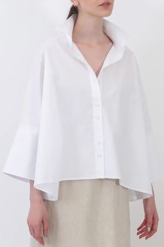 SAIL SHIRT IN 100% COTTON POPLIN Cotton Poplin Top, Italian Shirts, Be Focused, Oversized Crop Top, Organza Shirt, Blouse Pants, Cashmere Coat, Body Contouring, Denim Pant