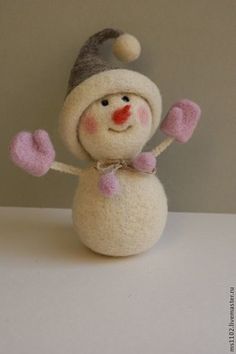 a small snowman made out of felt