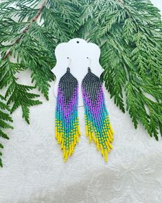 Long Drop Dangle Earrings, jewelry, Sead Beaded, Beaded Earrings Native, Earrings Everyday, Long Fringe, Long Fringes, Drop Dangle Earrings, Everyday Earrings, Fringe Earrings, Earrings Jewelry, Beaded Earrings