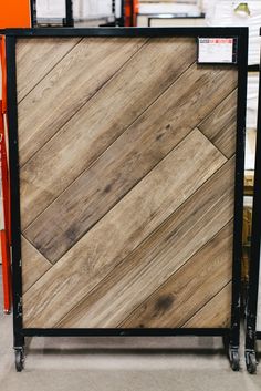 a wooden flooring display in a store