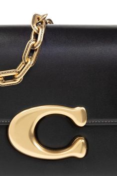 Dimensions: Width: 20.5cm, Height: 14.5cm, Depth: 7.5cm, Strap: 60.5cm, Handle: 25.5cm 100% Calf Leather Made in Italy Designer Model Number: CM5570 Designer Colour: B4BK Party Shoulder Bag With Logo Hardware, Classic Gold Shoulder Bag With Chain, Coach Gold Shoulder Bag With Chain Strap, Coach Leather Bag With Chain Detail, Coach Evening Bags With Chain Detail, Coach Evening Bag With Chain, Chic Coach Bag With Chain Detail, Chic Coach Bag With Chain, Gold Coach Shoulder Bag With Metal Hardware